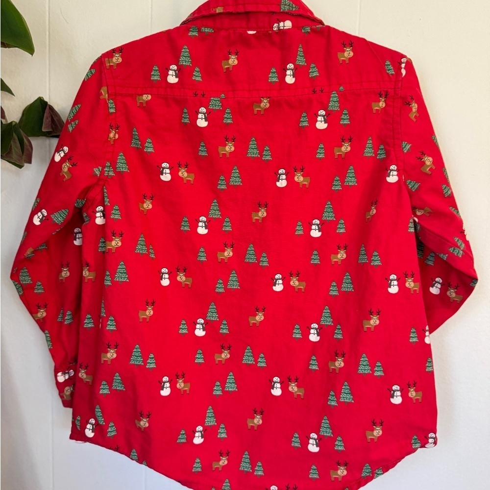 🎄❄️ Kids Holiday Button-Down Shirt 4T | Free Planet 🤍✨ - Picture 3 of 7